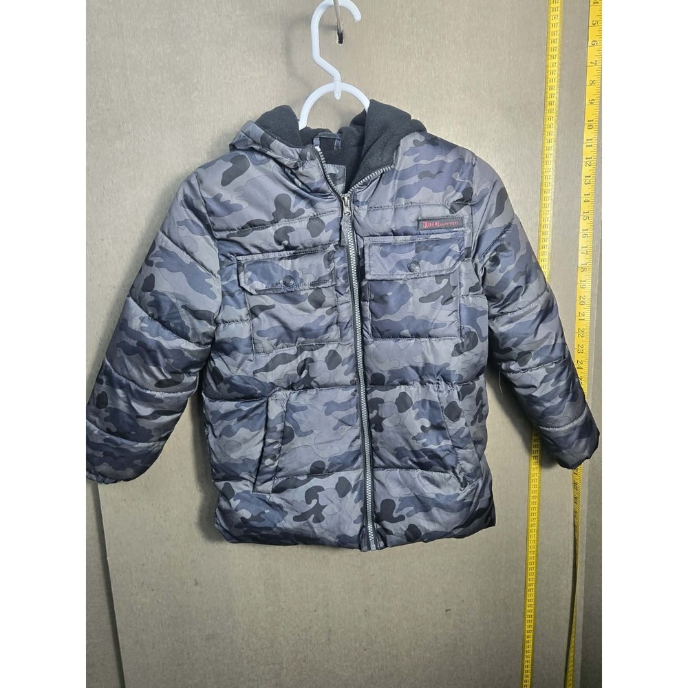 iXtreme Outfitters Kids Camo Puffer Jacket‎ Hooded Gray Black Size S